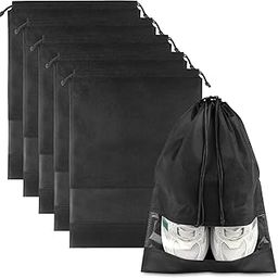 10 Pack Shoe Bags for Travel, Large Travel Shoe Bags for Packing with Clear Window, Dustproof Drawstring Travel Shoe Storage Bags Travel Essentials for Men & Women, Black-image-74