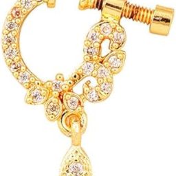 Women Nose pin/Nath Nose Ring Traditional Jewellery-White Gold CZ Nose Pin-image-91