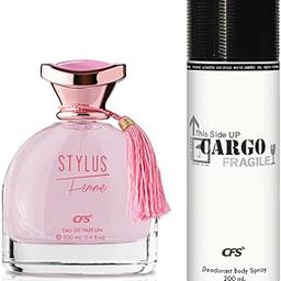 CFS Stylus Pink EDP Long Lasting Perfume & Cargo White Deodorant Body Spray-23