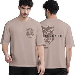 Black Trendy Front and Back Printed oversized Round Neck T-shirt for men-image-71