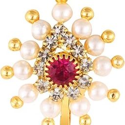 Vighnaharta Gold Plated with Pearl CZ and Artificial stone Clip-on Maharashtrian Nath Nathiya./ Nose Pin valentine day gift valentineday gift for her gift for him gift for women gift for women {VFJ1193NTH-Clipon-Red}-image-40