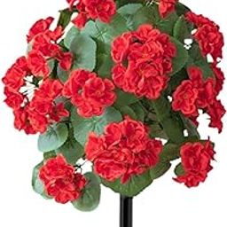 UJEAVETTE Begonia Flower Stake Creative Faux Greenery for Potted Plants Patio Sidewalk Red-image-43
