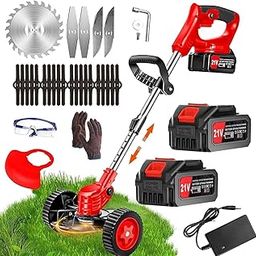 WENGONVILA Cordless Grass Cutter Machine for Garden 48V Brush Cutter with 2 Batteries Electric Grass Cutting Machine for Home & Outdoor Use Powerful Lawn Trimmer Tool-29