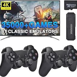 2025 Wireless TV Game Console Stick 4K, with Built-in 9+ Emulators, 21,000+ Games, 4K HDMI Output & 2.4GHz Wireless Controller, Nostalgic Gaming I Retro Game I (for Kids) (21,000 Video Game (Black))-image-36
