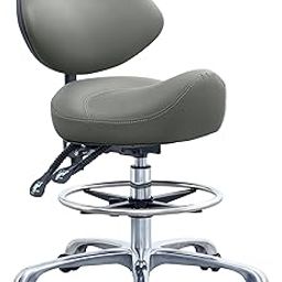 Rolling Saddle Chair with Back Support, Height Adjustable Ergonomic Saddle Stool Chair with Wheels for Dental Hygienist,Salon,Esthetician-image-18