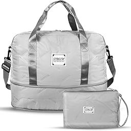 Nylon 47 Cm Imported Travel Duffel Bag for Women with Pouch, Stylish Travel Overnight Bag with Wet Pocket Waterproof Luggage Bag (Grey,47x24x38cm)-image-44