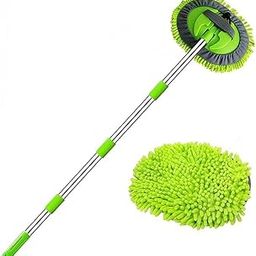 Naivete 2 in 1 Microfiber Car Washing Mop with Adjustable Long Handle Stainless Steel 4 Pole & Versatile Use for Car, Home, and Outdoor Cleaning Tool, (1 PC) (Multi Color)-image-87
