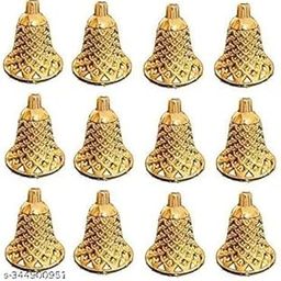 Jayy Enterprise Plastic Hanging Bells Party Decoration 2.5inch Jewelry Ornament Light Golden Home Decor Christmas Tree Decoration DIY Crafts| Embossed Plastic Jingle Bells –30 pcs-image-34