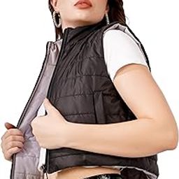 Women Reversible Quilted Crop Sleeveless Jacket | Women’s Polyester Reversible Puffer Vest for Casual & Outdoor Wear-11