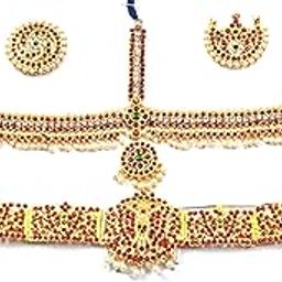 Elite Trade Bharatnatyam belt and Maang Tikka set-image-12