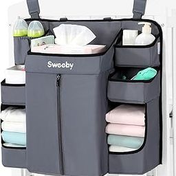 Sweeby Diaper Caddy Organizer and Nursery Organizer, Diaper Stacker for Crib with changing table, Playard or Wall, Hanging Organizer for Baby Essentials & Baby Shower Gifts for Newborn-picture-2