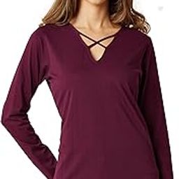 Women's Magenta Criss Cross Basic Top-image-1