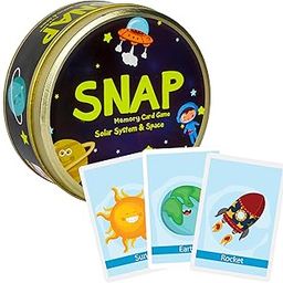 CocoMoco Kids SNAP 3 in 1 Solar System Flash Cards, Memory Game, Matching Game for Kids, Brain Games for Toddlers 2-6 yrs Birthday Return Gifts for Boys Girls-26