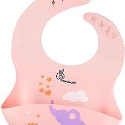 R for Rabbit Safari Silicone Bib for Baby Food Feeding BPA Free, Baby Apron Adjustable Straps, Built-in Food Pocket Mess Free, Waterproof, Washable & Reusable Ideal for Babies 6 to 36 Months (Peach)-80
