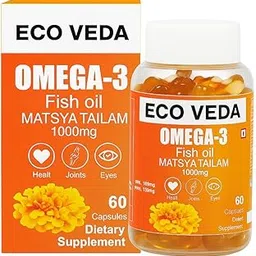 Omega 3 Fish Oil, 1000mg, 60 Softgel Capsules, EPA 180mg DHA 120mg, for Heart, Joints, Eyes, Matsya Tailam-image-85
