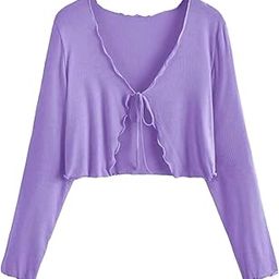 Casual Multicolor Solid Full Sleeve Front Tie Shrug for Women (in, Alpha, S, Lavender)-22