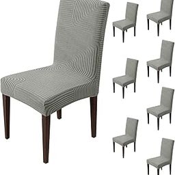 House of Quirk Stretchy Universal Jacquard Waterproof Sapphire Chair Cover Removable & Washable Short Dining Chair Cover Protector Seat Slipcover (Dark Grey,Pack of 8)-image-44
