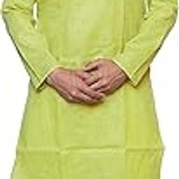 Men's Cotton Blend Kurta for Men Stylish Latest Ethnic wear Available with Varieties of Colour(Yellow,Olive Green,Orange,red,Peach,etc) Full Sleeve Knee Length Kurta-picture-7