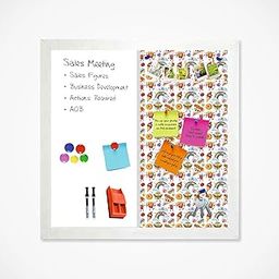KALA POTLII Combination Board Magnet & Writting Board/Pin-up Board/Notice Board Combination Bulletin Board for Office, School & Home, Funfoody Theme White Frame (12x12)-image-12