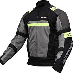 AllExtreme BAZOOKA Unisex All weather Adult Motorcycle Riding Jacket with Impact Protection Back & Elbow Guard Reflective Stickers and Abrasion Resistance (2XL, Black & Neon Green)-image-57