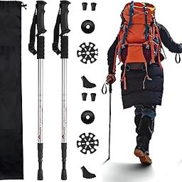 Mountain Trekking Poles Collapsible Nordic Hiking Poles Cork Handle Anti-Shock and Quick Lock System, Telescopic, Collapsible, Ultralight for Aluminum Foldable Trekking Walking Sticks (Silver, 2)-image-30