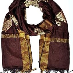 Silk Golden Block Print Dupatta With Golden Border for Womens & Girls-image-42