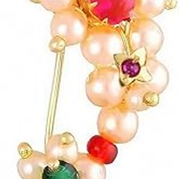 Maharashtrian Marathi Nath Nose pin Clip on Without Piercing Cream Pearls Design Nose Ring For Women-image-73