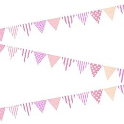 AMFIN® (Pack of 3) Party Bunting Flags Banner for Birthday Decoration, Decoration for Wedding, Engagement, Baby Shower, 1st Birthday, Anniversary Party, Office Party, Christmas & New Year - Pink-image-96