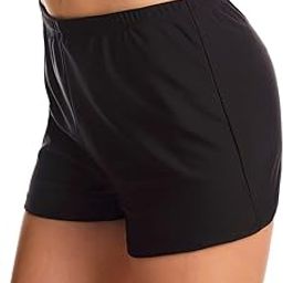 Women's Solid Black Basic Swim Shorts Tankini Swimsuit Bottom-image-32