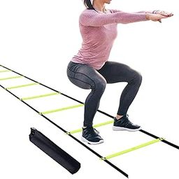 Agility Ladder 8 Meter Speed Training Ladder with 16 Adjustable Rungs, for Soccer, Football, Sports Training - Includes Heavy Duty Carry Bag Speed Ladder (Multicolor) (Green, 4m 8Runs)-30