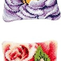 MERISHOPP® Pillow Latch Hook Kits Material Package for Beginners Flower Pattern 43x43cm|Crafts | Needlecrafts & Yarn | Rug Making-11