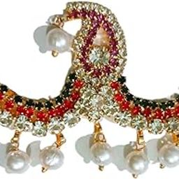 Brij Sugandha Multicolor Rhinestone Damini/Flexible Chandrika with Pearl Latkan for Radha Rani Etc Forehead Shringar by The Kanha Store-image-39