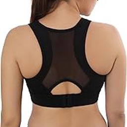 High-Performance Sports Bra with Breathable Mesh Racerback, Removable Pads, Hook Closure - Stylish & Supportive Wear for Gym & Yoga-image-41