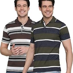 Striped Men's Polo Neck T-Shirt Combo-image-65