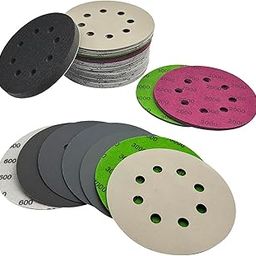 Autkerige 5 Inch Sanding Discs 70pcs Hook and Loop 8 Holes Wet Dry Sandpaper with 1pcs Interface Pad, Grit 600 800 1000 1500 2000 3000 5000-image-27