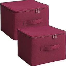 RENVA Underbed Moisture Proof Wardrobe Organizer Storage Bag for Clothes with Zipper Closure and Handle Square | Storage Container Box for Blankets, Bedsheets, Saree Bags & Garments (MAROON, Set of 2)-image-109