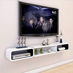 Vought Store Wooden TV Cabinets Wall Mounted Floating Shelves Wall Decorative Shelves Set Top Box for Living Room Bedroom or Hallway Home Decore Items' (Black White ...)-image-83