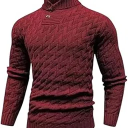 chuongkaiye Men's Slim Fit Knitted Pullover Sweater with Half Turtleneck and Long Sleeves-picture-2