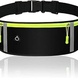 Hoxxu Running Belt 3 Pocket Black Workout Fanny Pack for Men Women, Exercise Waist Pack for Phone Holder, Runner Belt for Running Walking Cycling Camping Gym-image-81