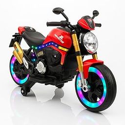 LittleFlyer Battery Operated Mountain Ride-on Electric Motorcycle for 2-8 Years Kids | 12V Rechargeable Bike with Realistic Sound Effects | Stylish Off-Road Bike with LED Lights & Wide Tyres (Red)-image-75
