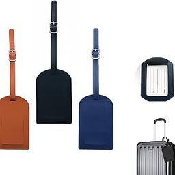 Xfopz 3PCS Luggage Tags for Suitcase Travel Bag Labels Privacy Protection Luggage Tag for Baggage PVC Baggage ID Label Tags Azure (Black+Navy Blue+Brown)-image-70