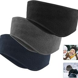 Ear Warmers Headband, KOMAKE 2 Pack Earmuff Headband Fleece Earmuffs Running Headband Winter Ear Covers Moisture Wicking Sweatband Ski Sport Headband For Men & Women (Black+Gray)-image-61