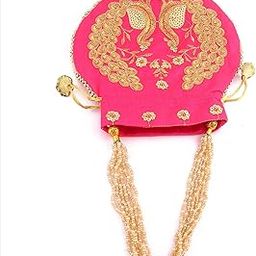 Indian Handicraft Women's/Girl's Dual Peacock Work Potli Hand Bag-08-image-97