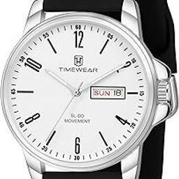 Analog New Track Roman Dial, Day Date Functioning, Silicone Strap Watch for Men-1