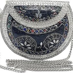 Handmade Small Size Metal Bag Coin Purse Ethnic Bridal kids Bag party clutch-image-33