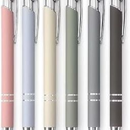 Bitrexup 6pcs 2 in 1 Stylus Pen Set Stylus Retractable Ballpoint Pen with Stylus Tip, Metal Stylus Pen for Touch Screens, 1.0 Mm Black Ink Pastel Color Metal Pens Stylus Pen for Touch Screens-16