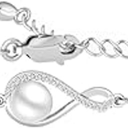 925 Pure Silver Real Pearl Hand Bracelet, Adjustable, Anti Tarnish, Swiss Zirconia Gift for Women and Girls-image-32