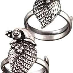 White Metal Adjustable Toe Ring For Women |Girls @ pair oxidized Elegant Toe Ring | Leg Finger | White | peacock design-image-16