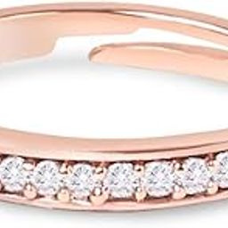 Rose Gold Cubic Zirconia Contemporary Brass Sleek Adjustable Ring For Women-ZPFK10902-2