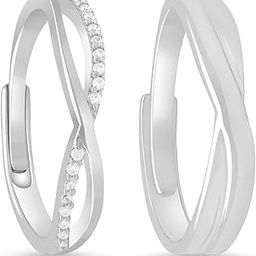 925 Sterling Silver Rhodium Plated Couple Ring Combo | Gifts for Men & Women | With Certificate of Authenticity and 925 Hallmark-8